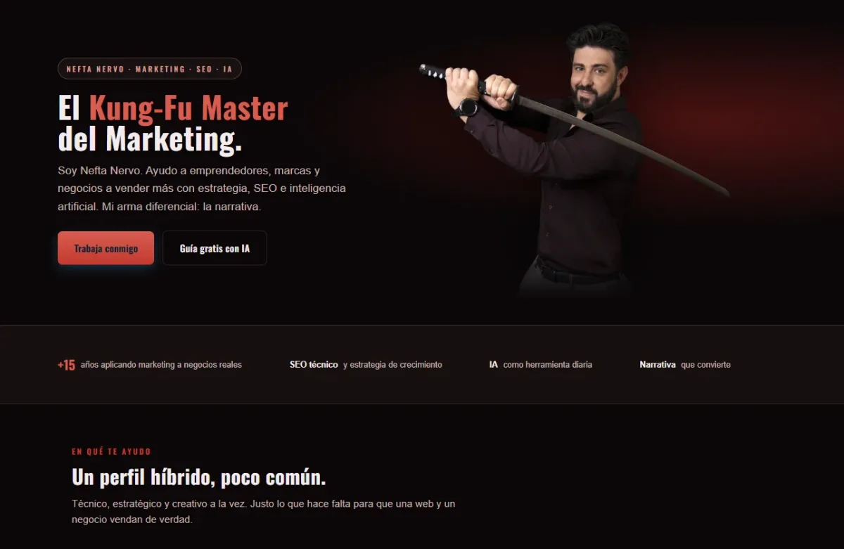 Portada de la web de Nefta Nervo, el Kung-Fu Master del Marketing